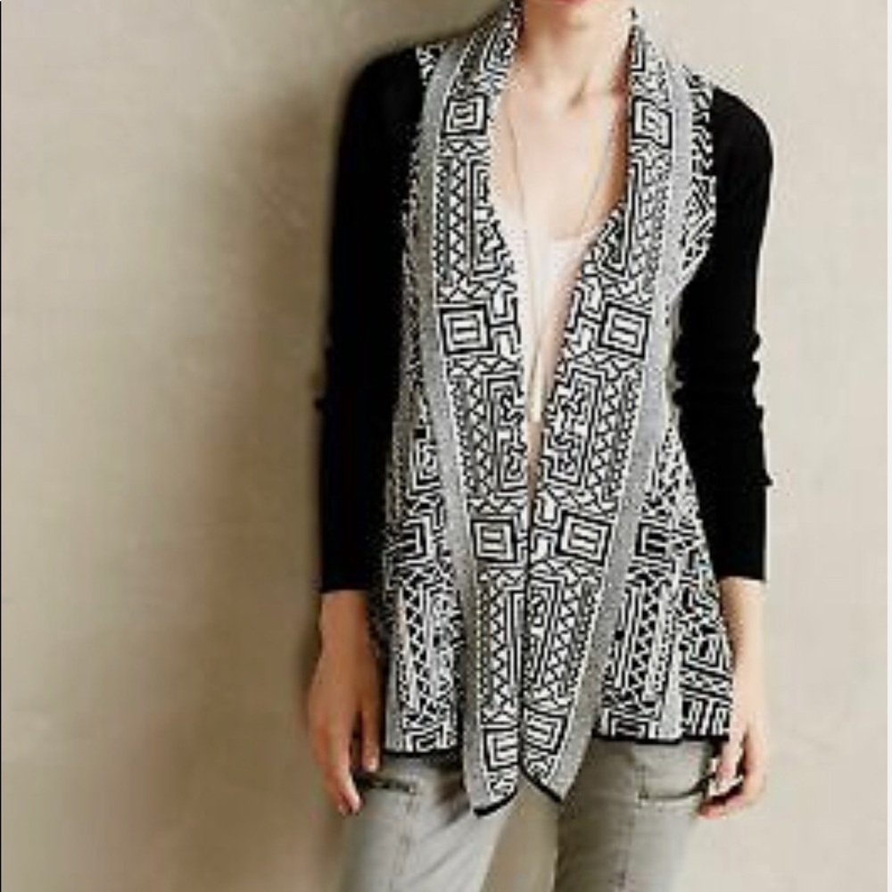 Anthropologie Stamped Jacquard Cardigan by Field Flower -Size Small